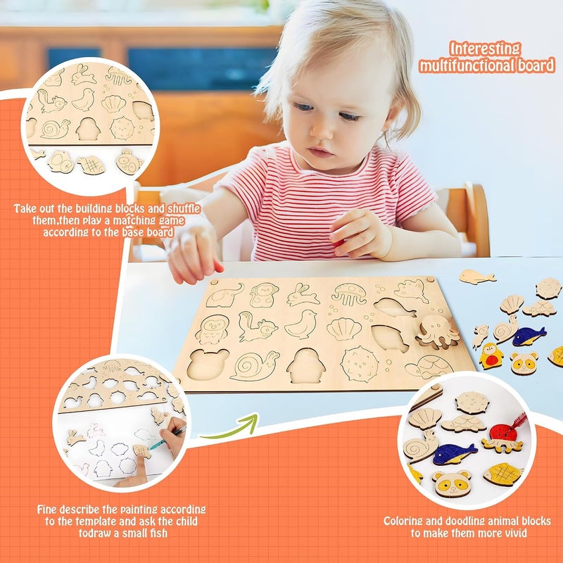 Crafts for Kids Tangram Puzzle Activity Board,Wooden Art Craft Supplies Spiral Painting Kit, Shape Educational Toys for 3 4 5 Year Old,for Kid Ages 4-8 8-12 Birthday Gifts Summer Activities - Image 3