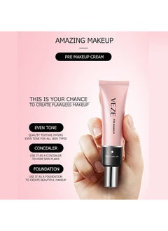 VEZE Pre-Makeup,Natural Foundation Primer Anti-aging Rosa Rugosa Camellia Sinensis Natural Effect - Concealer Invisible Pores ,Even Skin Tone Lasting Hydrating 30g  - Image 2