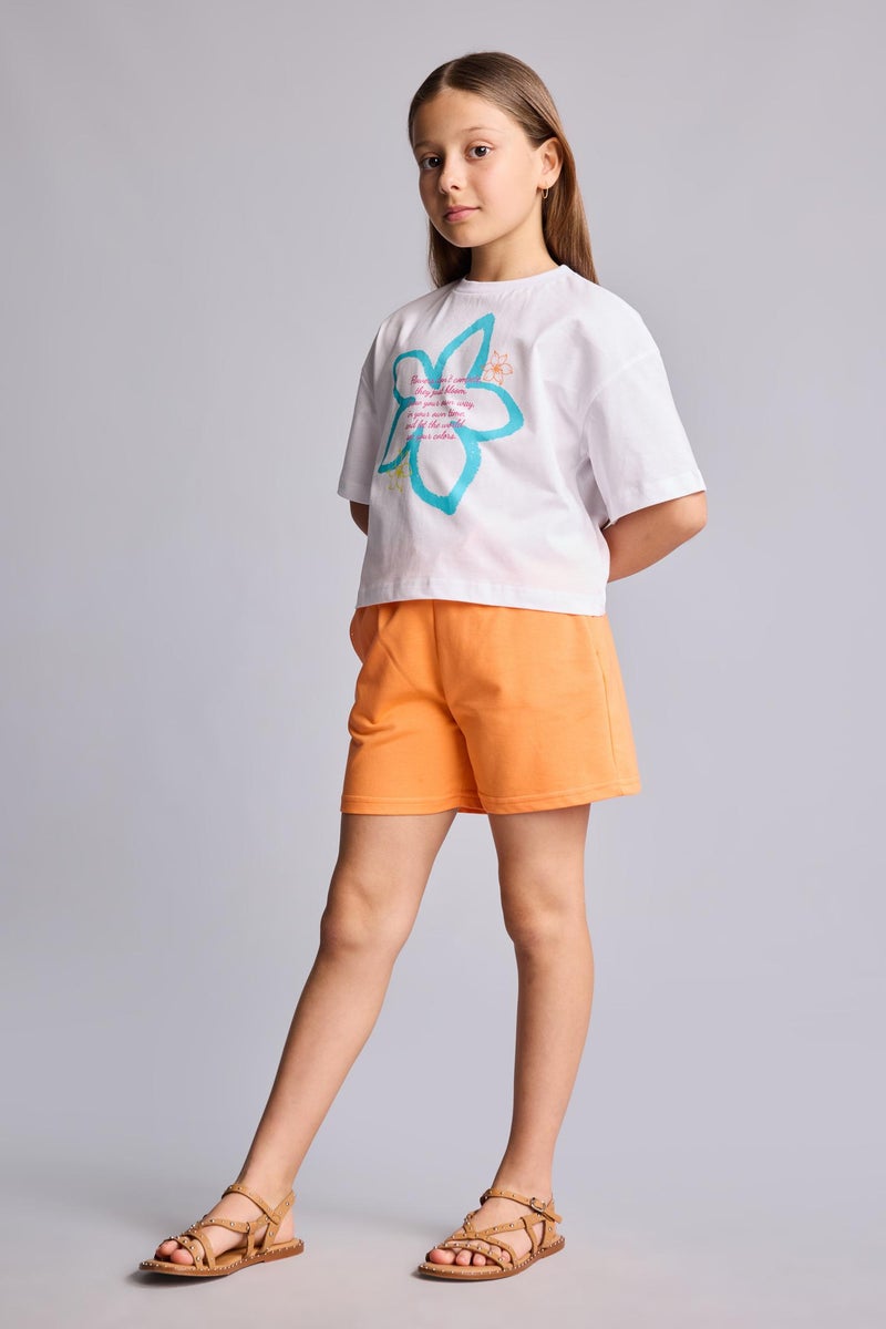 DeFacto Purple Girl Girl Shorts T-Shirt 2 Piece Set Casual - Image 1