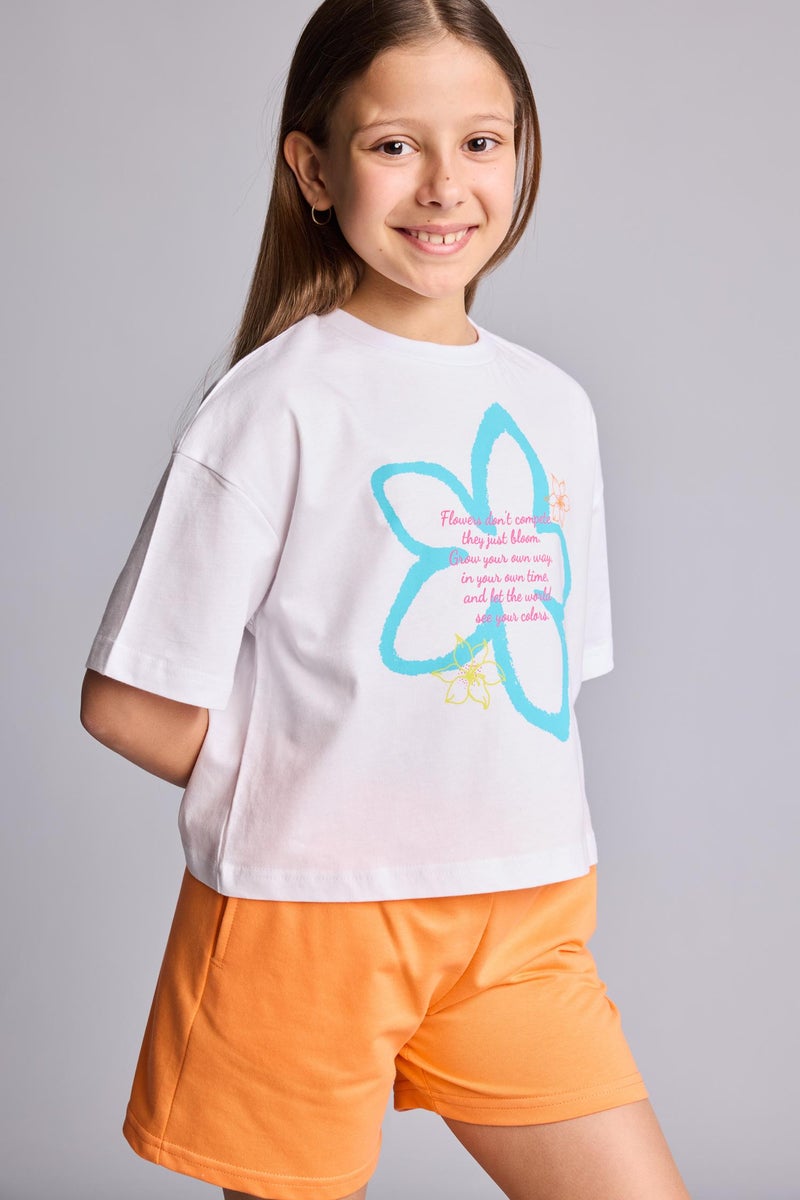 DeFacto Purple Girl Girl Shorts T-Shirt 2 Piece Set Casual - Image 3