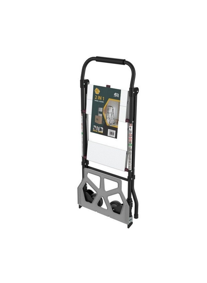 HoneyBee 2-in-1 Foldable Trolley with Step Ladder Black and Silver 85.5 x 54.5 x 46 cm WK2303-2C - Image 1