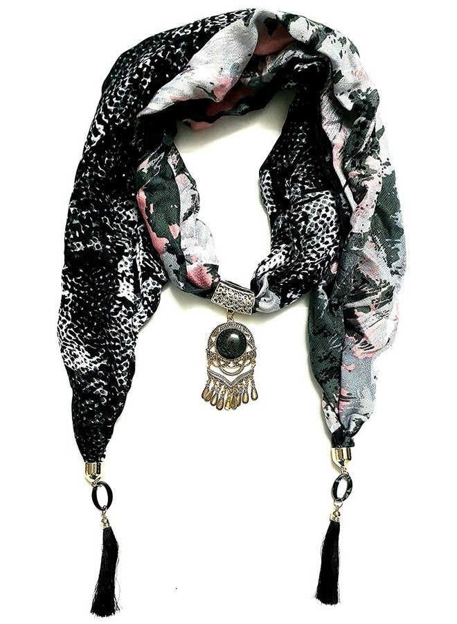 MAGIC Women's Printed Pendant Necklace Scarf Hijab Stall Wrap Muffler (Multicolor) - Image 2