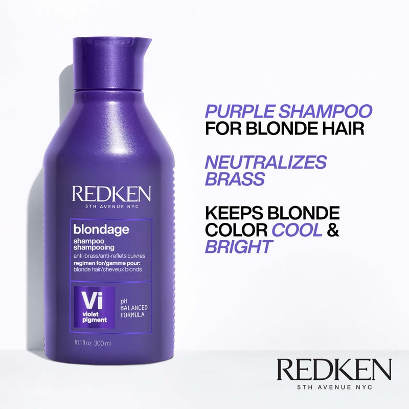 Redken Blondage Color Depositing Purple Shampoo For Blonde, Bleached or Highlighted Hair - Neutralizes Brassy Tones With Salicylic Acid, 10.1 Fl Oz - Image 2