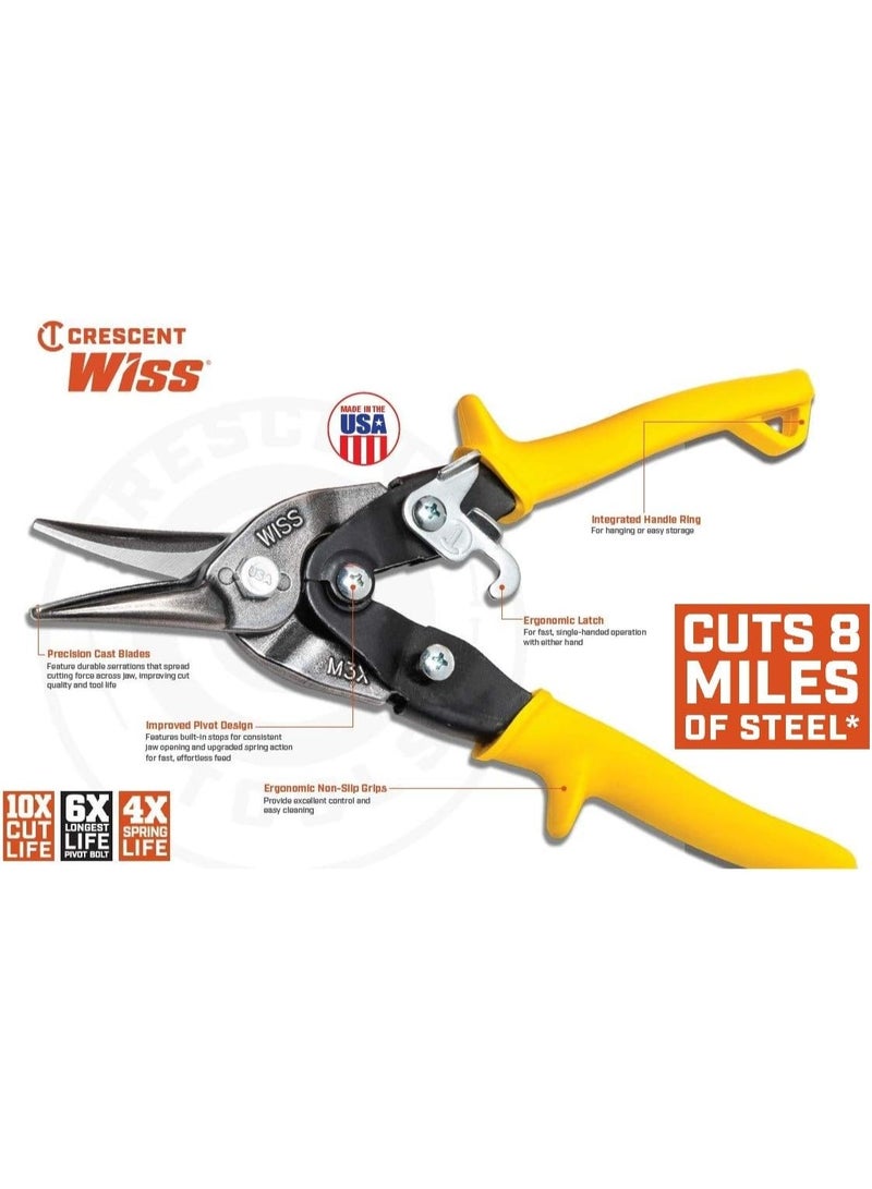 Wiss Crescent Wiss 9-3/4" MetalMaster Compound Action Straight and Left Aviation Snips - M1R - Image 4