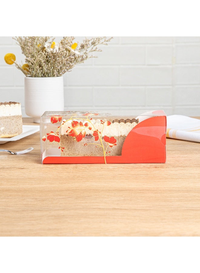 Restaurantware 7 Inch x 2.5 Inch Clear Dessert Boxes, 100 Red Paper Sleeve Transparent Candy Boxes - Bird Accent, No Grease Lining, Clear Plastic Clear Favor Boxes, Crack Resistant, Disposable  - Image 4