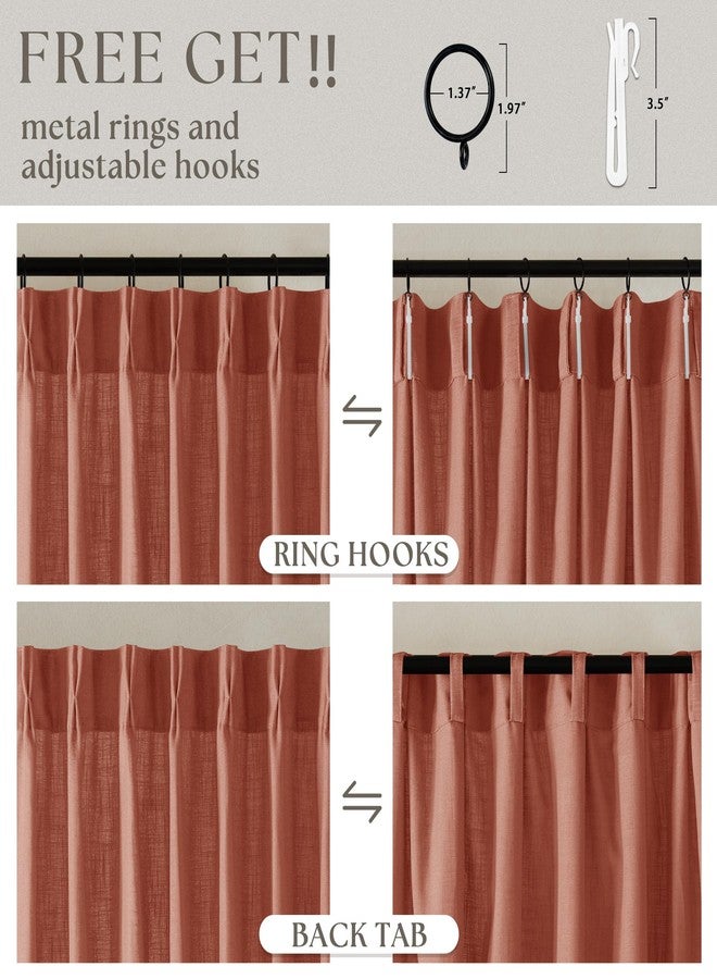TWODRAPES Pinch Pleated Terracotta Linen Curtains 84 Inches Long 2 Panels Set for Living Room Dining Pinch Pleat Back Tab Light Filtering Farmhouse Boho Retro Window Curtain Drapes Red Clay Autumn Fall Decor - Image 5