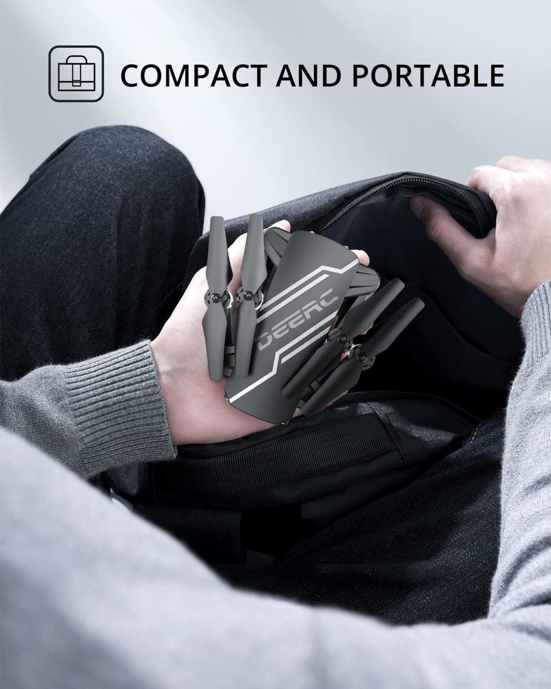 DEERC D20 Mini Drone for Kids with 720P HD FPV Camera Remote Control Toys Gifts for Boys Girls with Altitude Hold, Headless Mode, One Key Start Speed Adjustment, 3D Flips 2 Batteries, Black - Image 4