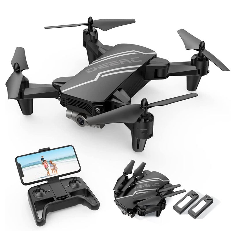 DEERC D20 Mini Drone for Kids with 720P HD FPV Camera Remote Control Toys Gifts for Boys Girls with Altitude Hold, Headless Mode, One Key Start Speed Adjustment, 3D Flips 2 Batteries, Black - Image 1