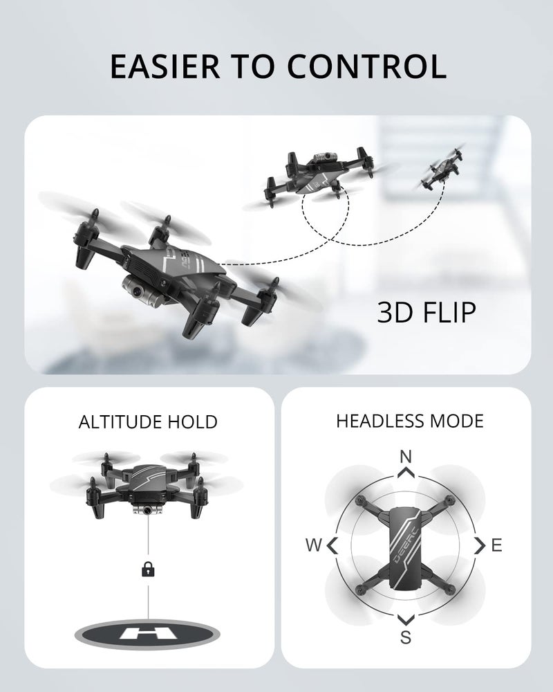 DEERC D20 Mini Drone for Kids with 720P HD FPV Camera Remote Control Toys Gifts for Boys Girls with Altitude Hold, Headless Mode, One Key Start Speed Adjustment, 3D Flips 2 Batteries, Black - Image 5