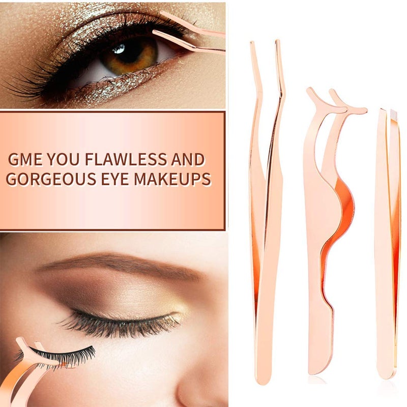 Arroyner 5 Pieces Eyelash Applicator Tool False Eyelashes Applicator Eyebrow Curler Eyebrow Scissors (Rose Golden) - Image 5