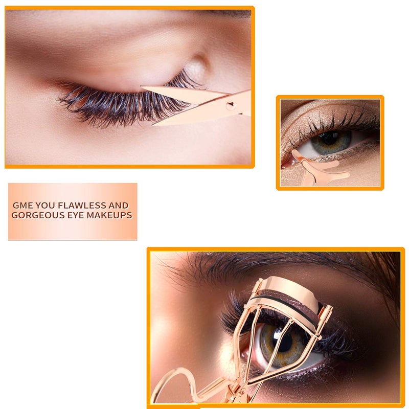 Arroyner 5 Pieces Eyelash Applicator Tool False Eyelashes Applicator Eyebrow Curler Eyebrow Scissors (Rose Golden) - Image 4
