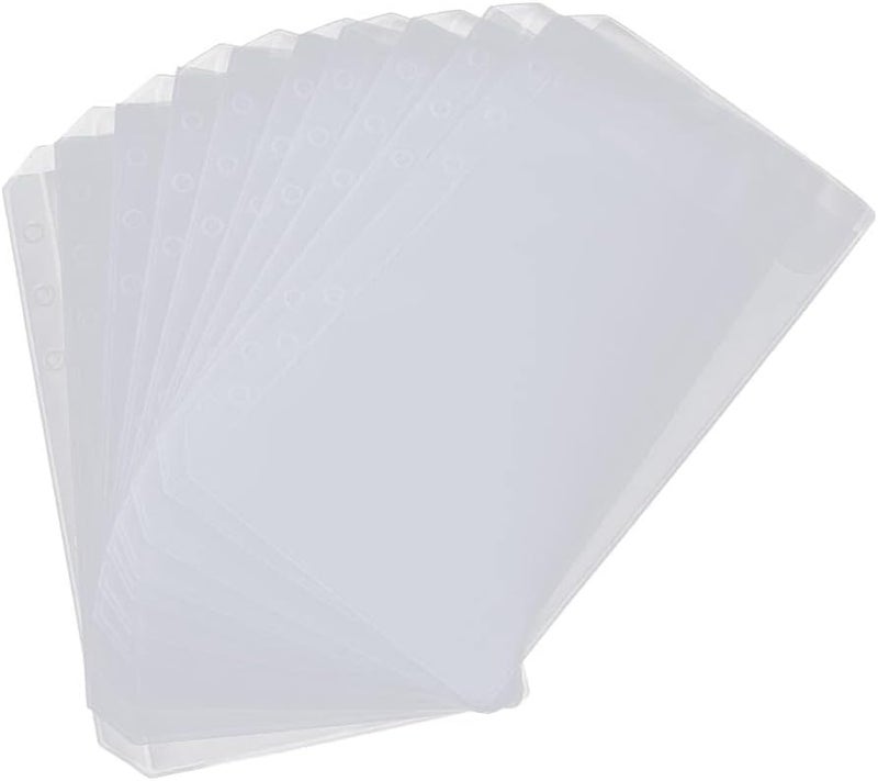 كلاراكو 10 قطع من جيوب المجلدات بمقاس A5 وA6، مناسبة لمجلدات ذات 6 حلقات، مصنوعة من مادة PVC مقاومة للماء، تُستخدم كأكياس بديلة لحفظ الأوراق والبطاقات والملفات - A6 - Image 1