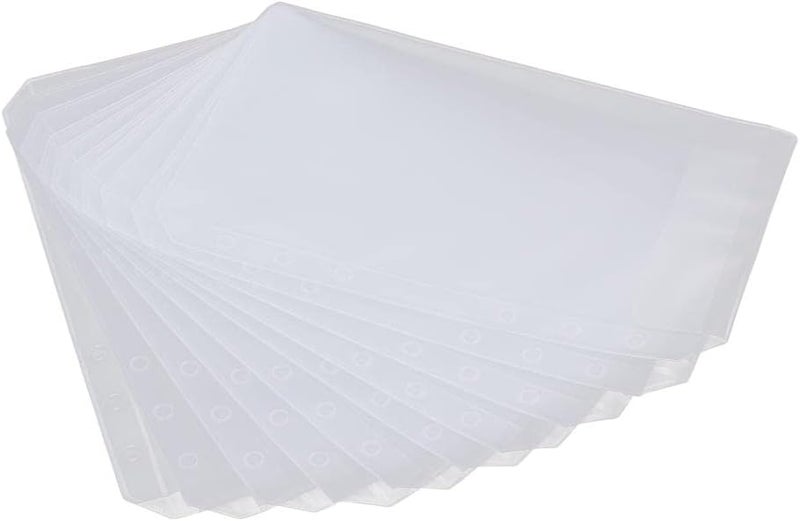 كلاراكو 10 قطع من جيوب المجلدات بمقاس A5 وA6، مناسبة لمجلدات ذات 6 حلقات، مصنوعة من مادة PVC مقاومة للماء، تُستخدم كأكياس بديلة لحفظ الأوراق والبطاقات والملفات - A6 - Image 3