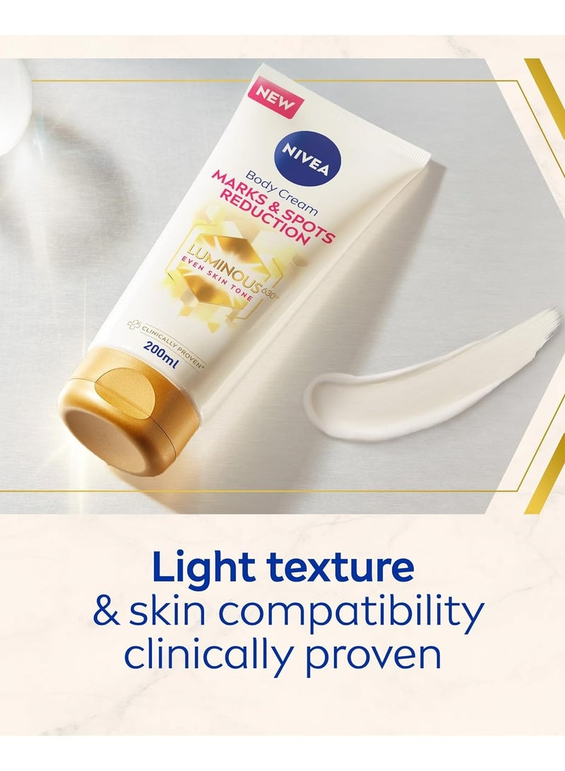 Nivea Luminous 630 Marks and Spots Reduction Body Cream, Even Skin Tone, Reduced Visibility of Stretch Marks, Sun Blemishes 200ml Pack of 2 - Image 2