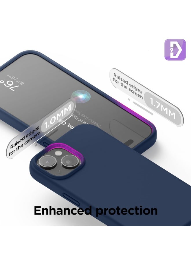 Delivus Iphone Silicone Case - Silky Soft Touch with Grade Drop Protection - Anti-Scratch Microfiber Lining - Shockproof Protective Phone Case Slim Thin Cover (Iphone 15 Plus, Navy Blue) - Image 3