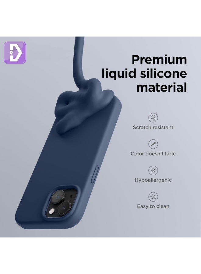 Delivus Iphone Silicone Case - Silky Soft Touch with Grade Drop Protection - Anti-Scratch Microfiber Lining - Shockproof Protective Phone Case Slim Thin Cover (Iphone 15 Plus, Navy Blue) - Image 2