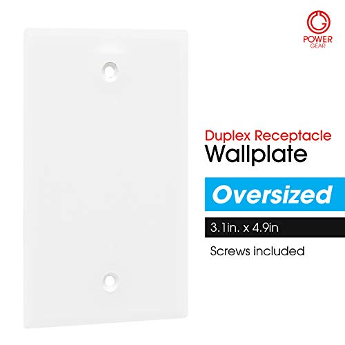 Power Gear Single Blank Wall Plate Cover, 1 Gang, Outlet Covers, 3.1” x 4.9” , Light switch cover, Screws Included, White, 44746 - Image 2