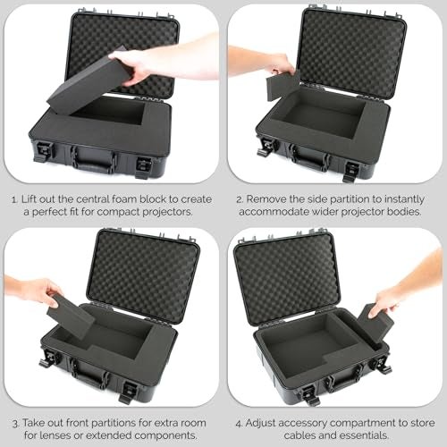 CASEMATIX Projector Travel Case Compatible with ViewSonic PA503S, PA503W, PA503X, PG703W, PG703 Projectors, HDMI Cable and Remote, Case Only - Image 4
