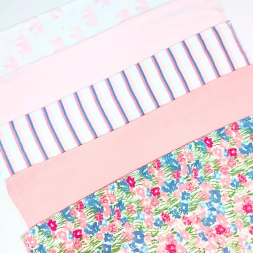 TuddyBuddy Baby Burp Cloth Towel Napkins for Baby Large 17x12 Inches, Fine Double Layer 100% Cotton (5 Pcs Burp Towels, Pink Elephants & Floral) - Image 5