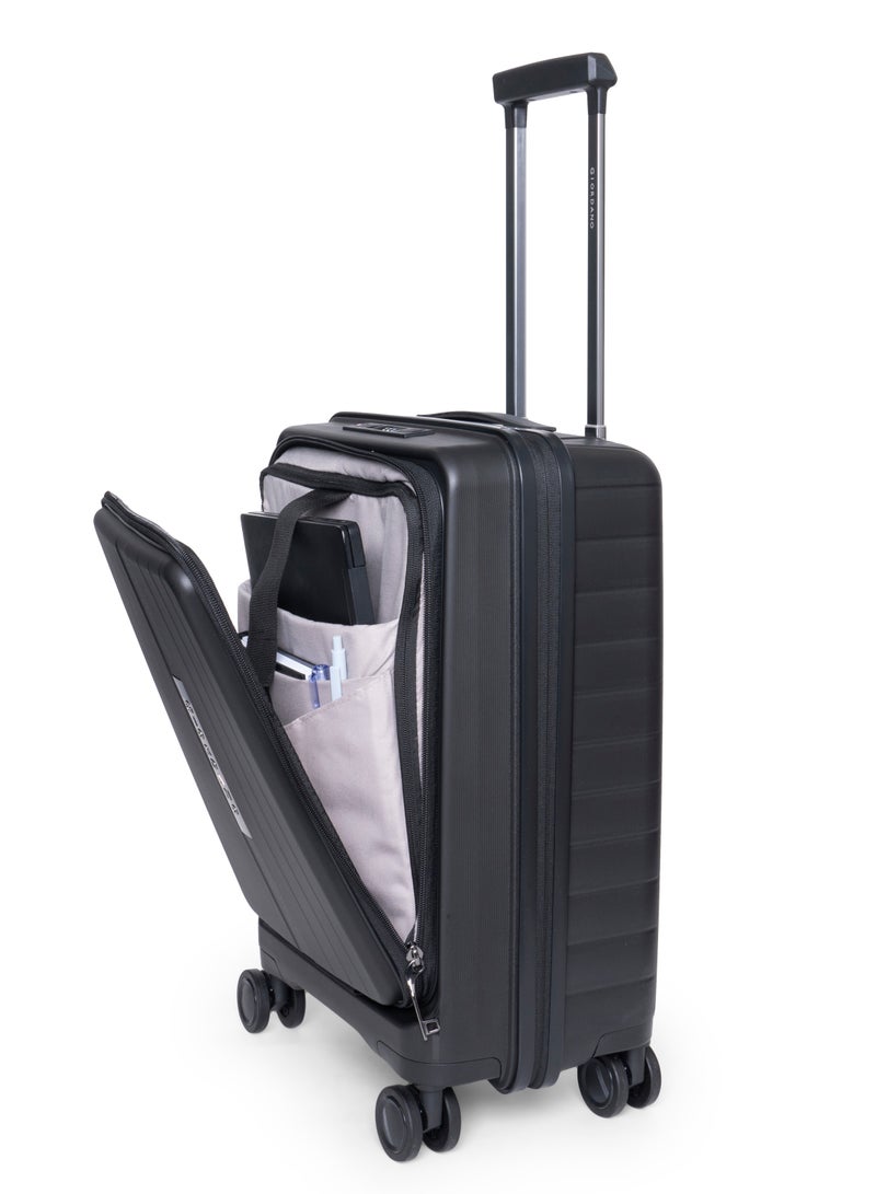 GIORDANO Giordano Titanium 20-Inch Carry-On Cabin Luggage – Front Opening Hard Shell Luggage, Laptop Compartment & USB Port, Secure Lock, Expandable Spinner Wheels, Lightweight Business Travel Luggage – Navy  - Image 2