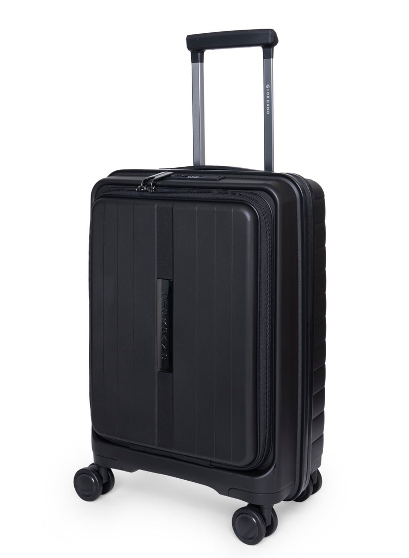 GIORDANO Giordano Titanium 20-Inch Carry-On Cabin Luggage – Front Opening Hard Shell Luggage, Laptop Compartment & USB Port, Secure Lock, Expandable Spinner Wheels, Lightweight Business Travel Luggage – Navy  - Image 4