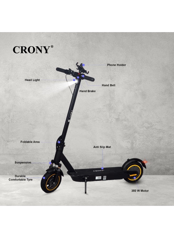 Crony - XM Max E Scooter 350W Motor, 36V 15.6AH Battery, 35-55KM/lH Top Speed, 25-45KM Range, Front Suspension, LED Base Light, LCD Display, App Connectivity, Foldable Electric Scooter with Phone Holder, Hand Bell,hook,Solid Tires, Lock, Lightweight Frame 120KG Load, Ideal E-Bike for Adults, Off-Road, Commuter E Skateboard, Fast Speed Electric Scooter for Adults Teens & Kids Urban Mobility tool,Perfect Scooter for Outdoor Adventures, Youth Electric Rideable, Portable Electric Scooter with Safety Features, Ideal for Kids Who Want to Explore, Fun and Practical Scooter for Family Rides, Suitable for Youth Riders,Antivibrator Black - Image 1
