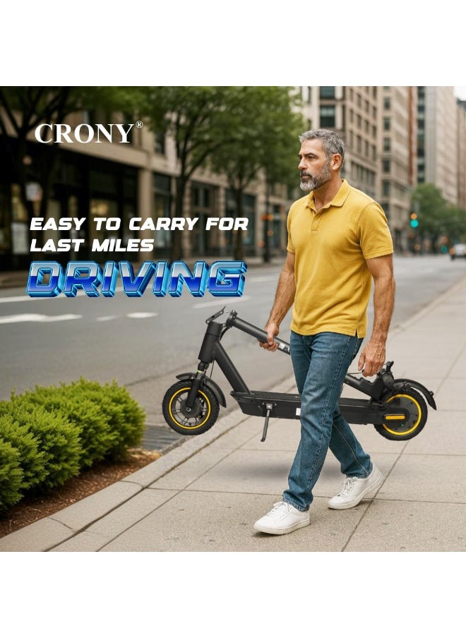 Crony - XM Max E Scooter 350W Motor, 36V 15.6AH Battery, 35-55KM/lH Top Speed, 25-45KM Range, Front Suspension, LED Base Light, LCD Display, App Connectivity, Foldable Electric Scooter with Phone Holder, Hand Bell,hook,Solid Tires, Lock, Lightweight Frame 120KG Load, Ideal E-Bike for Adults, Off-Road, Commuter E Skateboard, Fast Speed Electric Scooter for Adults Teens & Kids Urban Mobility tool,Perfect Scooter for Outdoor Adventures, Youth Electric Rideable, Portable Electric Scooter with Safety Features, Ideal for Kids Who Want to Explore, Fun and Practical Scooter for Family Rides, Suitable for Youth Riders,Antivibrator Black - Image 1