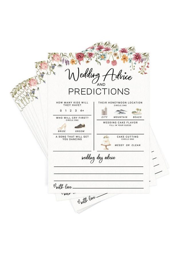 Printed Party Bridal Shower Game – Wedding Prediction Guessing Activity, Wildflower In Bloom Theme, Set of 30 - Image 1