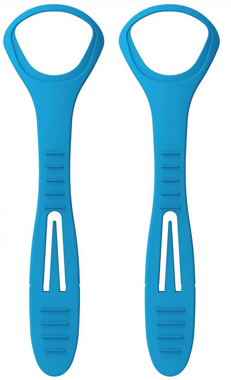 Tongue Cleaner, Tongue Scraper, Disposable, Plastic Scraper, Clean Tongue, Promote Fresh Breath, Includes Safe Fold- Back Tooth Pick, 2 Count Blue