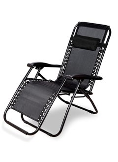 Decorhills Relaxing Chair Outdoor Lounges Foldable Camping Chair, Zero Gravity Adjustable Beach Chair and Garden Chair with Pillows Cup Holders for Poolside Backyard and Beach, Black  - Image 1