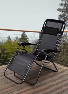 Decorhills Relaxing Chair Outdoor Lounges Foldable Camping Chair, Zero Gravity Adjustable Beach Chair and Garden Chair with Pillows Cup Holders for Poolside Backyard and Beach, Black  - Image 2