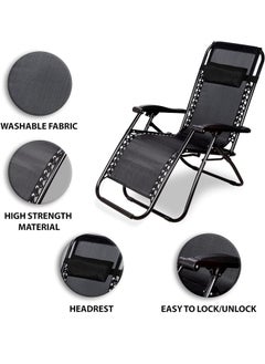 Decorhills Relaxing Chair Outdoor Lounges Foldable Camping Chair, Zero Gravity Adjustable Beach Chair and Garden Chair with Pillows Cup Holders for Poolside Backyard and Beach, Black  - Image 5
