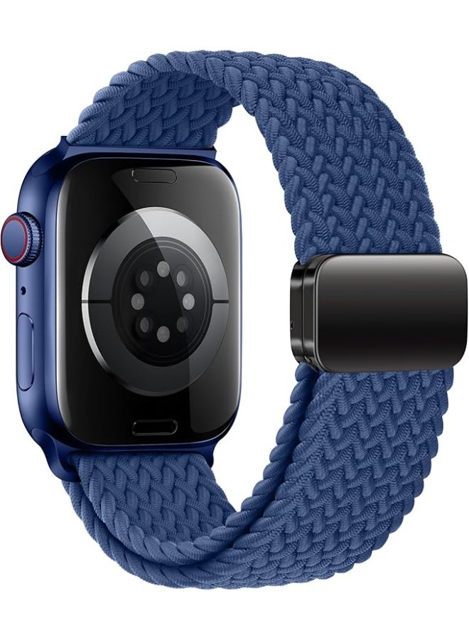 ChicVibe Magnetic Wristband Adjustable Nylon Strap for Apple Watch Series 11 46mm/Series 10 46mm, Apple Watch Ultra 3/Ultra 2/Ultra 49mm, S9/S8/S7 45mm, SE3/SE2/SE/S6/S5/S4 44mm, S3/S2/S1 42mm iWatch Band for Men Women, Elastic Nylon Braided Secure & Comfortable Stretchy Strap Parachute Buckle Bands - Image 1