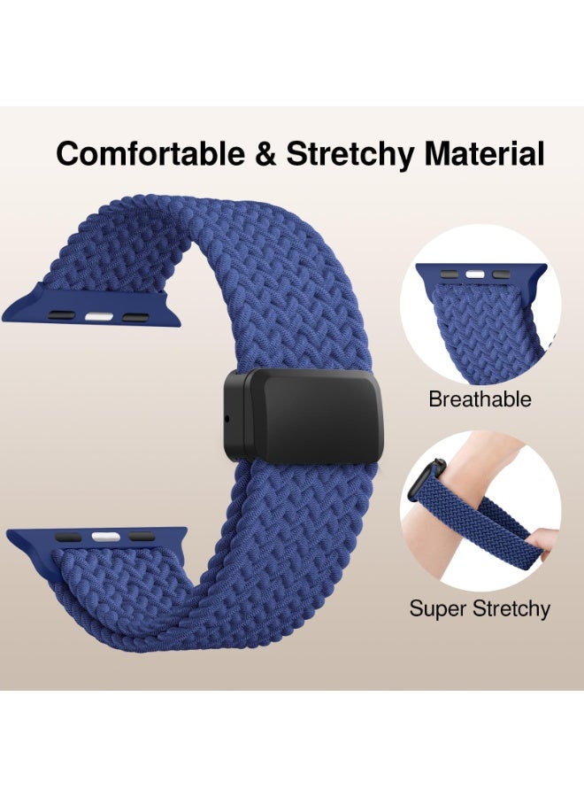 ChicVibe Magnetic Wristband Adjustable Nylon Strap for Apple Watch Series 11 46mm/Series 10 46mm, Apple Watch Ultra 3/Ultra 2/Ultra 49mm, S9/S8/S7 45mm, SE3/SE2/SE/S6/S5/S4 44mm, S3/S2/S1 42mm iWatch Band for Men Women, Elastic Nylon Braided Secure & Comfortable Stretchy Strap Parachute Buckle Bands - Image 4