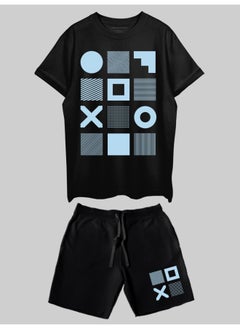 THREADCURRY THREADCURRY Geometrica Printed Co-ord Set for Men - Half Sleeve Oversized T-Shirt and Shorts  - Image 1