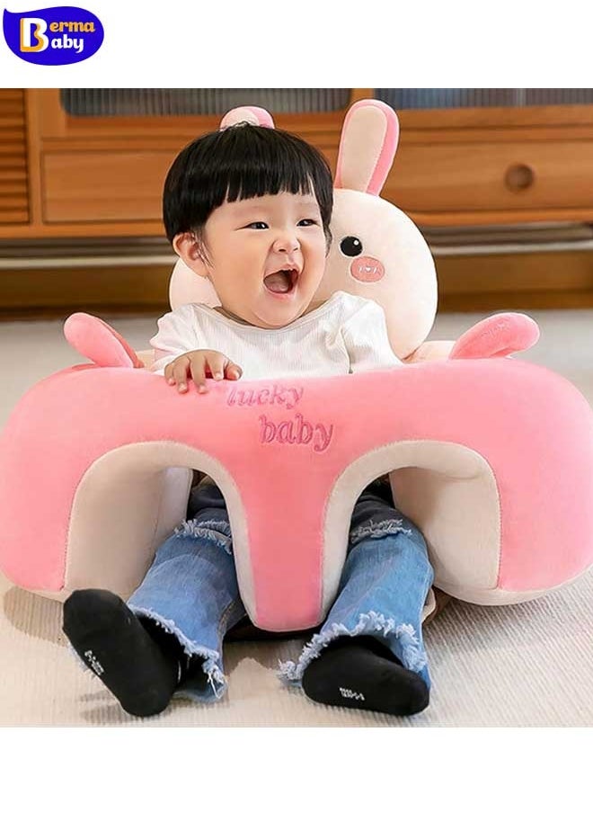 Berma Baby كرسي دعم للأطفال، أريكة كرتونية، كراسي جلوس تعليمية لطيفة، كرسي جلوس للأطفال، واقي للرأس، كرسي هزاز للأطفال، مقاعد أرضية للأطفال (أسد رمادي)  - Image 4