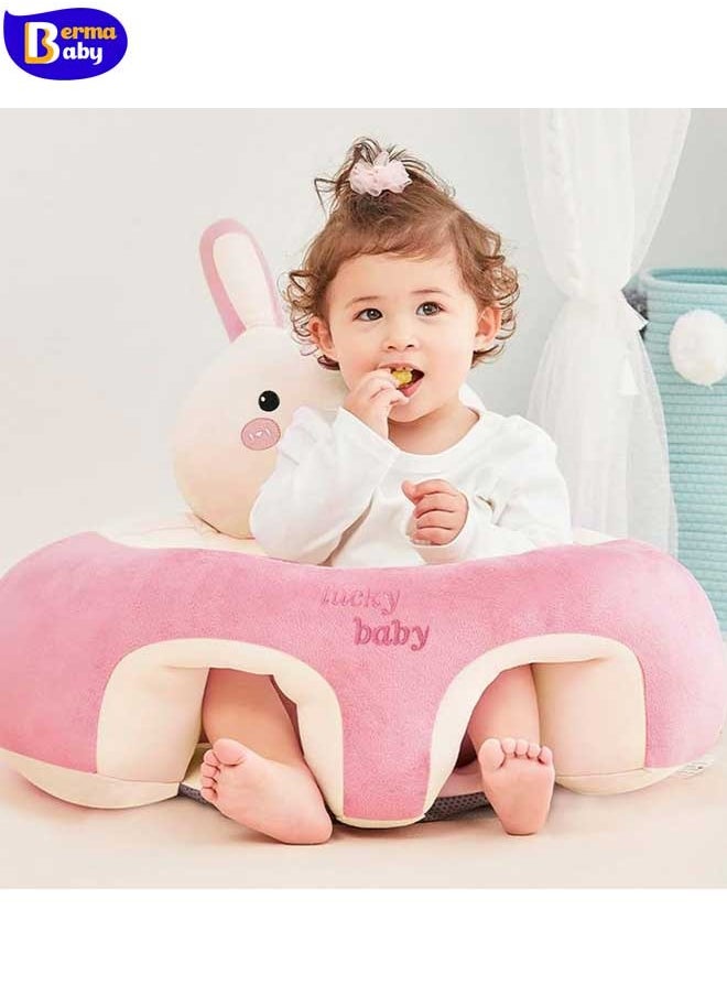 Berma Baby كرسي دعم للأطفال، أريكة كرتونية، كراسي جلوس تعليمية لطيفة، كرسي جلوس للأطفال، واقي للرأس، كرسي هزاز للأطفال، مقاعد أرضية للأطفال (أسد رمادي)  - Image 5