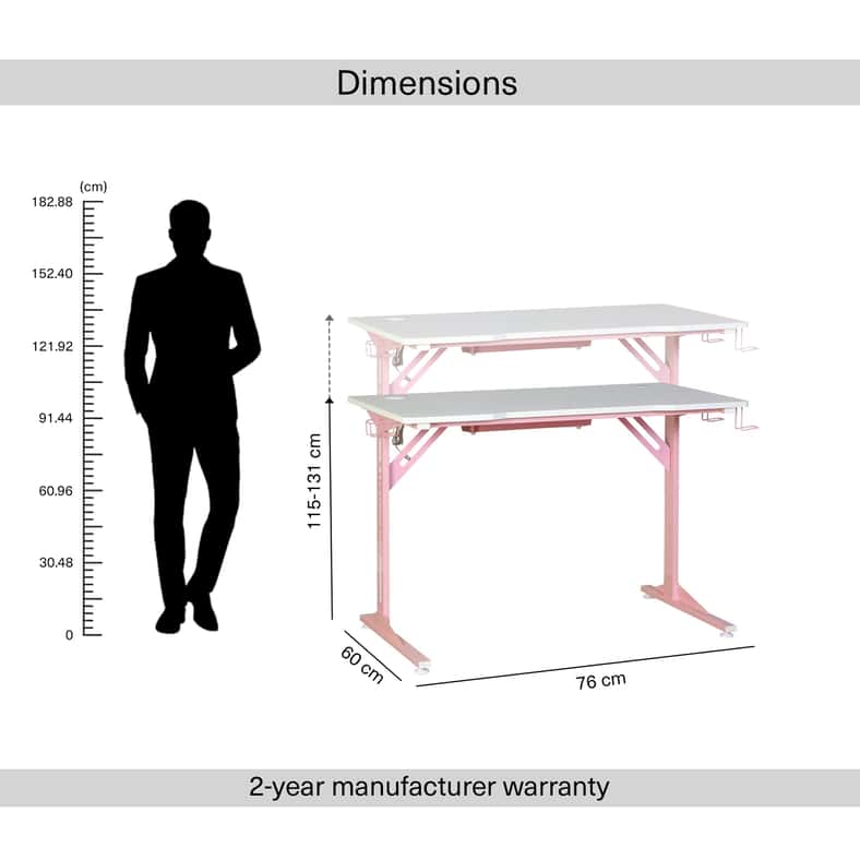 Pan Home مكتب ألعاب للأطفال - أبيض ووردي - Image 3