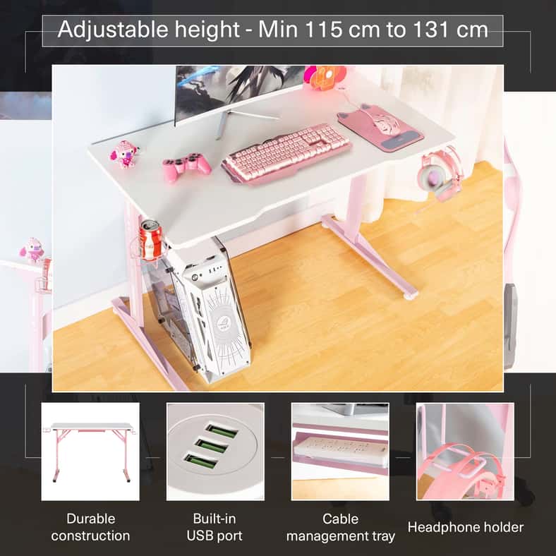 Pan Home مكتب ألعاب للأطفال - أبيض ووردي - Image 2