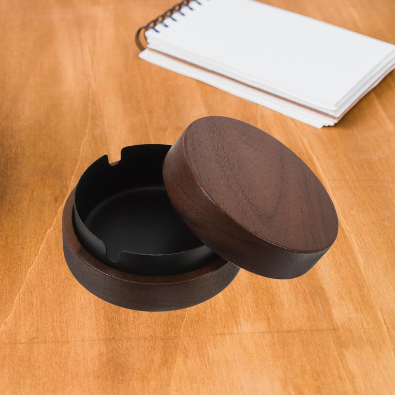 Stainless Steel Round Smoking Ashtray Black Cigarette Butt Storage Tray for Home Office - Image 5