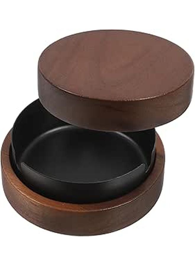 Stainless Steel Round Smoking Ashtray Black Cigarette Butt Storage Tray for Home Office - Image 1