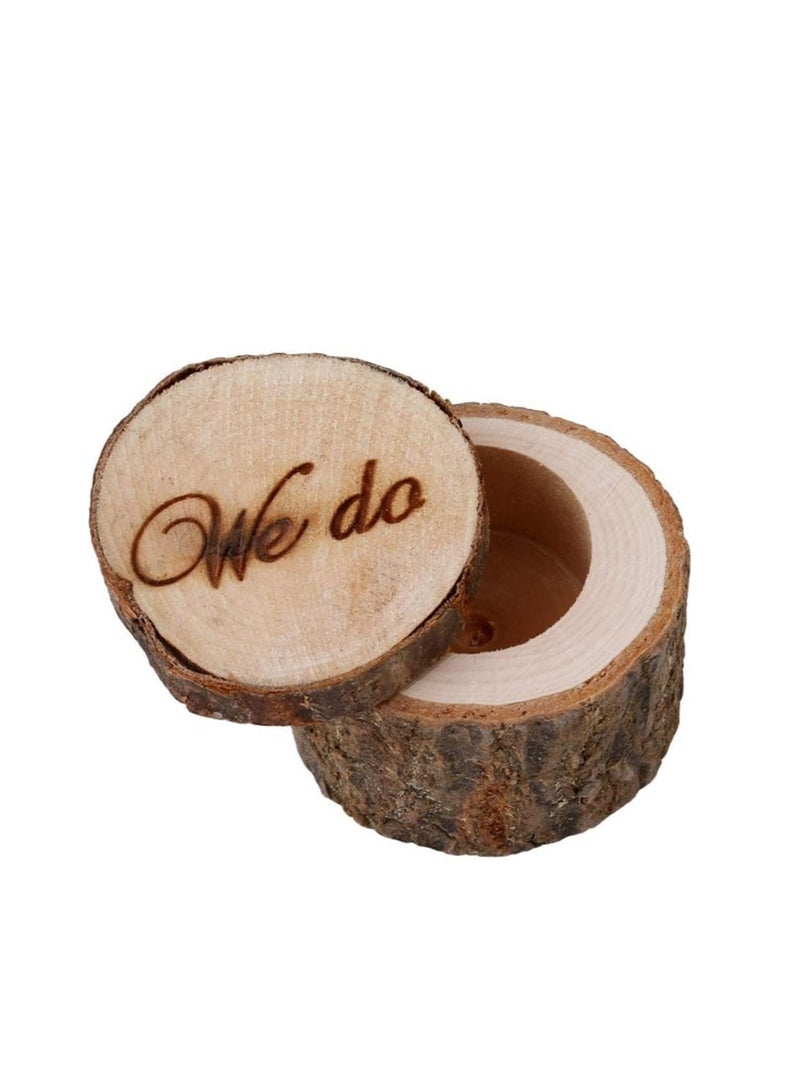 SYOSI صندوق خاتم خشبي، صندوق خاتم زفاف، صندوق تخزين طبق خاتم خشبي، حامل خاتم لمراسم الزفاف، علبة تخزين مجوهرات للزينة، هدية زفاف ريفية بمناسبة الذكرى أو الخطوبة - Image 3