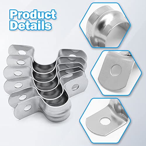 Uenhoy 50 Pcs 3/4" Stainless Steel Rigid Pipe Strap Clamps, M20 Two Hole Strap U Bracket Pipe Clamps Heavy Duty Conduit Clamps U-Shape Clamps for Conduit and Cables - Image 4