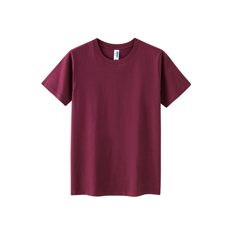 Amazon Cross-border 150g Combed Cotton Crewneck Short-sleeved T-shirt Mens Solid Color Loose Fashion Brand Work Clothes Printing CHESTNUT