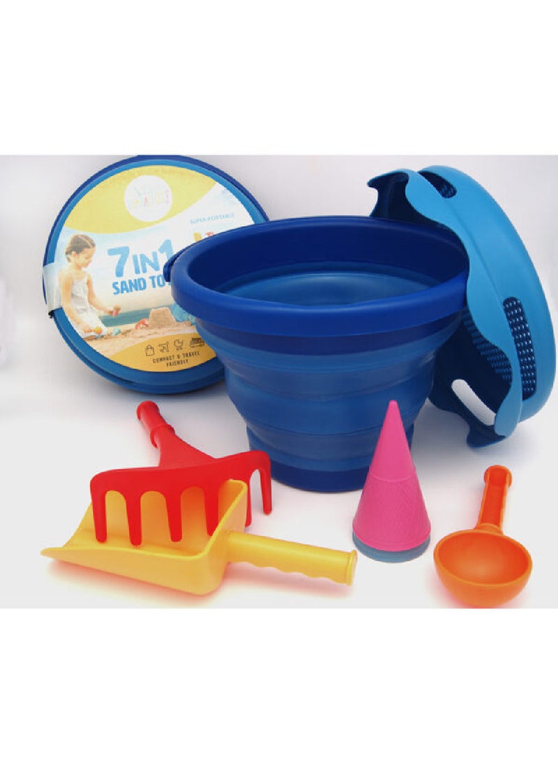 CompacToys CompacToys 7In1, Blue, Sand Toys is a complete set of Selected Sand Toys, Made of High-Quality Plastic, BPA Free, Elastic and Durable. It is Compact and can be carried in handbag.  - Image 1