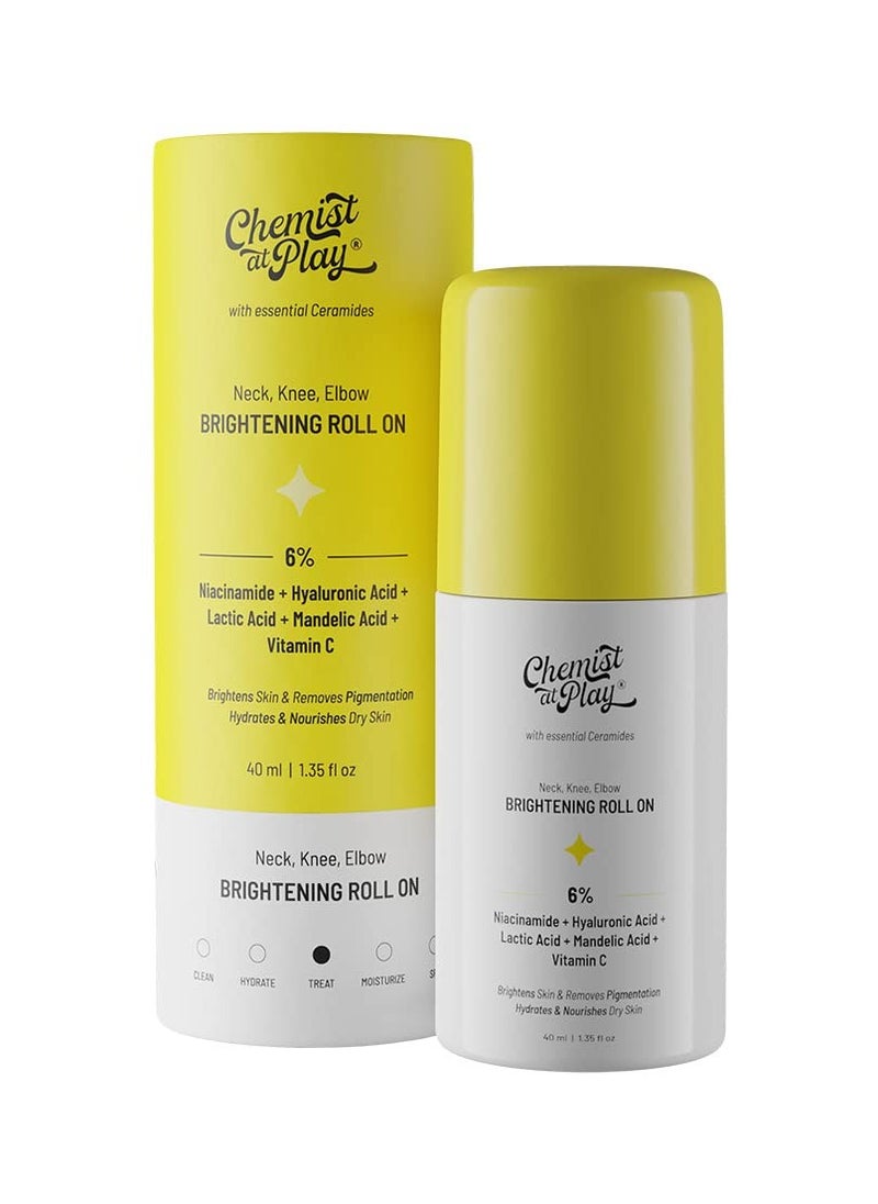 Chemist at Play - Chemist at Play Brightening Roll On For Neck, Knee and Elbow With 6% Vitamin C+ Hyaluronic Acid, AHAs, Niacinamide and Ceramides Helps Reduction in Pigmentation and Hydrates Dry Skin 40ml - Image 1