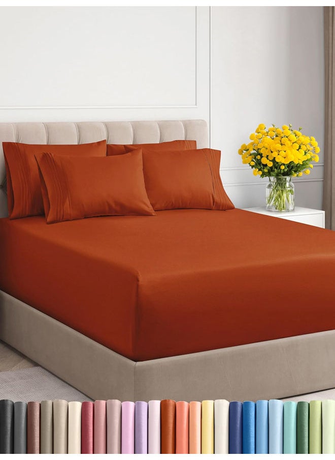 SIGNOOLA - Signoola Fitted Sheet Set Of 4 Pieces - Comfy Breathable & Cooling Sheets - Hotel Luxury Bed Sheets ( 240 x 250 cm )  - Deep Pockets, Easy-Fit, Extra Soft - Terracto - Image 1