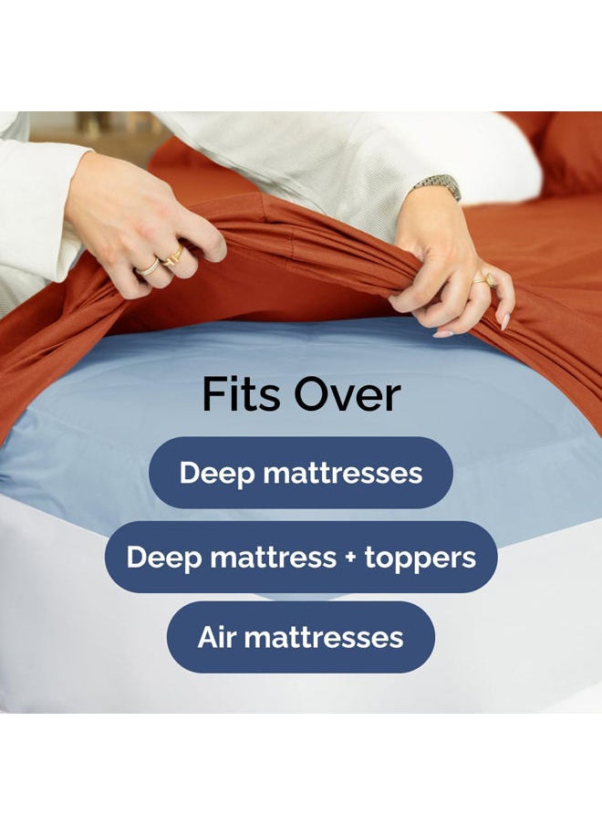 SIGNOOLA - Signoola Fitted Sheet Set Of 4 Pieces - Comfy Breathable & Cooling Sheets - Hotel Luxury Bed Sheets ( 240 x 250 cm )  - Deep Pockets, Easy-Fit, Extra Soft - Terracto - Image 1