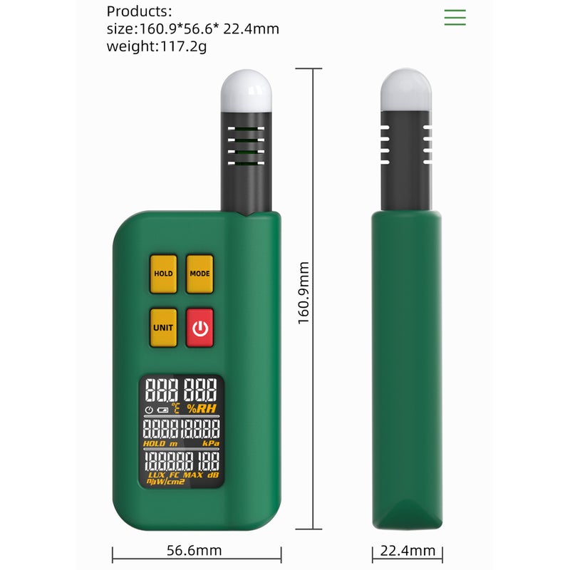 Multi-Functional Ambient Tester: 4-In-1 Accurate Sensing Color Screen - Rechargeable Lithium Battery Handheld Humidity Tester for Home Workshop Outdoor Scientific Research - Image 4