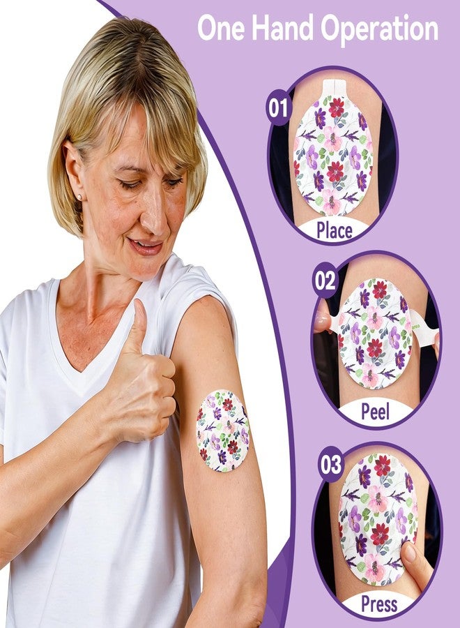 OBUZOO 40Pack Libre 2 Plus Sensor Covers Waterproof Lingo CGM Overpatch, Floral - Image 4